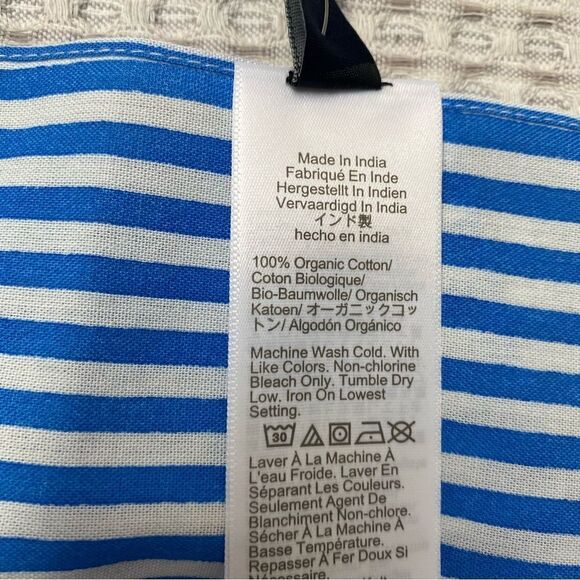 J.Crew Factory Banker Stripe Cotton Bandana Blue White Square Scarf NWT - Picture 5 of 5